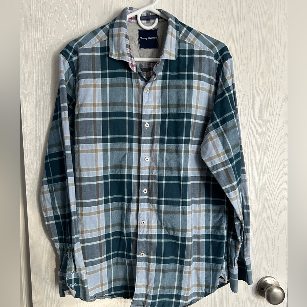 Tommy Bahama silk blend plaid shirt